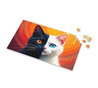 Jigsaw Puzzles 500 Pieces A Black-And-White Cat With Contrasting Eyes Picture Puzzle Activity Books For Kids Ages 6-8 300 Piece Puzzle(1000PCS)