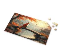 Jigsaw Puzzles 500 Pieces A Fox Sits On A Wooden Bridge In An Autumn Landscape. Picture Puzzle Jigsaw Puzzles 1000 Pieces Puzzles For Adults 1000(300PCS)