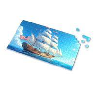 Jigsaw Puzzles 500 Pieces A Large Sailing Ship With American Flag On The Ocean Picture Puzzle Activity Books For Kids Ages 6-8 300 Piece Puzzle(1000PCS)