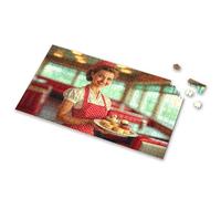 Jigsaw Puzzles 500 Pieces A Waitress In A Red Polka-Dot Apron Holds A Plate Of Desserts. Picture Puzzle Jigsaw Puzzles 1000 Pieces Puzzles For Adults 1000(1000PCS)