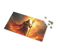 Jigsaw Puzzles 500 Pieces A Warrior With A Trident Stands Amidst Fiery Clouds Picture Puzzle Activity Books For Kids Ages 6-8 300 Piece Puzzle(300PCS)