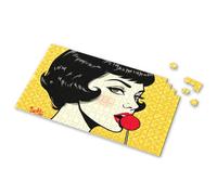 Jigsaw Puzzles 500 Pieces A Woman With Black Hair Is Licking A Red Lollipop Picture Puzzle Activity Books For Kids Ages 6-8 300 Piece Puzzle(1000PCS)