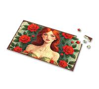 Jigsaw Puzzles 500 Pieces A Woman With Red Hair Surrounded By Roses Picture Puzzle Activity Books For Kids Ages 6-8 300 Piece Puzzle(1000PCS)