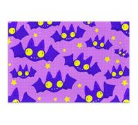 Jigsaw Puzzles 500 Pieces Adult Cute Purple Cartoon Bats Stars Funny Puzzle Game Gifts Unique Puzzle for Adults Family Toy Artwork, 20.5x14.9 Inch