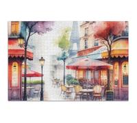 Jigsaw Puzzles 500 Pieces Adult Funny Puzzle Game Gifts Watercolor Paris Street Scene Adults Art Jigsaw Artwork Animal Print, 20.5x14.9 Inch