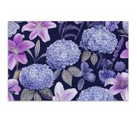 Jigsaw Puzzles 500 Pieces Adults White Elephant Purple Lilies Lavender Floral Fun Hard Puzzle Floral Art Painting, 20.5x14.9 Inch