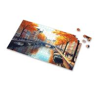 Jigsaw Puzzles 500 Pieces Autumn Canal With Colorful Boats And Trees Picture Puzzle Activity Books For Kids Ages 6-8 300 Piece Puzzle(1000PCS)