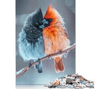 Jigsaw Puzzles 500 Pieces Blue And Red Robin Bird Puzzle for Adults Woodenboard Puzzles Christmas Puzzle Gifts 500pcs (52x38cm)