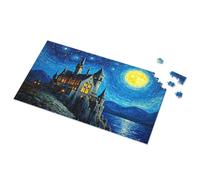 Jigsaw Puzzles 500 Pieces Castle By The Lake Under A Starry Night Picture Puzzle 500 Piece Puzzles For Adults Spot It Game For Kids(300PCS)