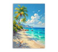 Jigsaw Puzzles 500 Pieces for Adult Children Saona Island Dominican Republic Oil Painting Holiday Fun and Modern Summer Home Decor