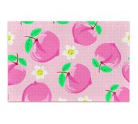 Jigsaw Puzzles 500 Pieces for Adult Family White Elephant Gifts Pink Peaches Green Flowers Pastel Hard Puzzle Animal Art Painting, 20.5x14.9 Inch