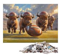 Jigsaw Puzzles 500 Pieces for Adults Bison Calves Old School Football Jigsaw Puzzles Woodenboard Puzzles Great Gift for Adults 500pcs (52x38cm)