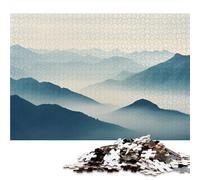 Jigsaw Puzzles 500 Pieces for Adults - Blue Misty Mountain - Abstract Nature 500 Piece Puzzle Educational Games Decoration Puzzle.size:14.9x20.4 inch