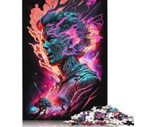 Jigsaw Puzzles 500 Pieces for Adults Burning Neon Human Puzzle for Adults Woodenboard Puzzles Family Decoration 500pcs (52x38cm)