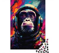 Jigsaw Puzzles 500 Pieces for Adults Colorful Artistic Astronaut Monkey Jigsaw Puzzles Wooden Puzzle Leisure Toy Educational Game Home Decoration Art Gift 500pcs (52x38cm)