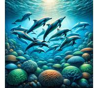 Jigsaw Puzzles 500 Pieces for Adults, Coral Dolphin 500 Piece jigsaw puzzles for adults 18x18inch, Fun Educational Puzzle Games, Beautiful Decoration puzzle