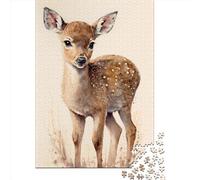 Jigsaw Puzzles 500 Pieces for Adults Cute Deer Fawn Painting Puzzle for Adults Woodenboard Puzzles Family Decoration 500pcs (52x38cm)