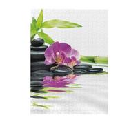 Jigsaw Puzzles 500 Pieces for Adults Families Puzzle Game for The Whole Challenging Puzzles,Asian Wellness With Zen Massage Stones Purple Orchid
