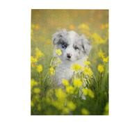 Jigsaw Puzzles 500 Pieces for Adults Families Puzzle Game for The Whole Challenging Puzzles,Australian Shepherd Dogs Mall White Puppy