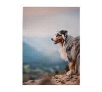 Jigsaw Puzzles 500 Pieces for Adults Families Puzzle Game for The Whole Challenging Puzzles,Australian Shepherd Mountains Aussie Pets Dogs