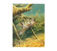 Jigsaw Puzzles 500 Pieces for Adults Families Puzzle Game for The Whole Challenging Puzzles,Bass Fish Fishing Printed