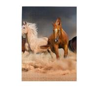 Jigsaw Puzzles 500 Pieces for Adults Families Puzzle Game for The Whole Challenging Puzzles,Galloping Brown Horses In Desert Printed