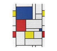 Jigsaw Puzzles 500 Pieces for Adults Families Puzzle Game for The Whole Challenging Puzzles,Mondrian Minimalist De Stijl Modern Art