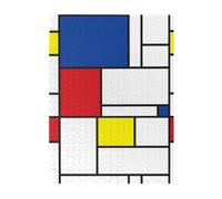 Jigsaw Puzzles 500 Pieces for Adults Families Puzzle Game for The Whole Challenging Puzzles,Mondrian Minimalist De Stijl Modern Art