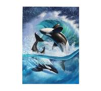 Jigsaw Puzzles 500 Pieces for Adults Families Puzzle Game for The Whole Challenging Puzzles,Orca Killer Whales Wave
