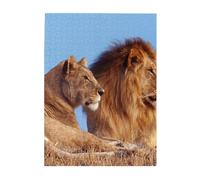 Jigsaw Puzzles 500 Pieces for Adults Families Puzzle Game for The Whole Challenging Puzzles,Two Lions Print