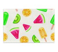 Jigsaw Puzzles 500 Pieces for Adults Family Puzzle Lovers Gifts Hard Large Puzzle Animal Art Puzzle Playful Watercolor Fruit Popsicles, 20.5x14.9 Inch
