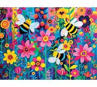 Jigsaw Puzzles 500 Pieces for Adults, Fun Challenging & Brainteasing jigsaw puzzles for adults 500 piece Puzzle Educational Games Home Decoration puzzle(Colorful Flower Bee)