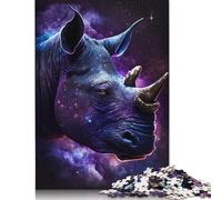 Jigsaw Puzzles 500 Pieces for Adults | Galaxy Rhinoceros Puzzle | 500 Piece Puzzle Wooden Puzzles Educational Games 500pcs (52x38cm)