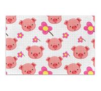 Jigsaw Puzzles 500 Pieces for Adults Gifts for Puzzle Lovers Cute Cartoon Pig Print Floral Fun Prime Puzzle Animal Painting, 20.5x14.9 Inch