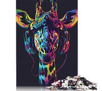 Jigsaw Puzzles 500 Pieces for Adults | Giraffe with Headphones Puzzle | 500 Piece Puzzle Wooden Puzzles Educational Games 500pcs (52x38cm)