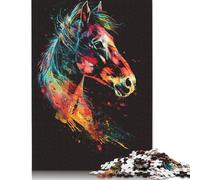 Jigsaw Puzzles 500 Pieces for Adults Horse Watercolor Puzzle for Adults Cardboard Puzzles Family Games Christmas Birthday Gifts 500pcs (52x38cm)