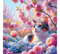 Jigsaw Puzzles 500 Pieces for Adults, puzzles for adults 500 Piece Beautiful Colourful Artwork, Challenging Puzzle Game for Family, Theme:Cat Pink Flower Bud