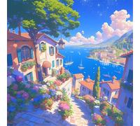 Jigsaw Puzzles 500 Pieces for Adults, puzzles for adults 500 Piece Beautiful Colourful Artwork, Challenging Puzzle Game for Family, Theme:Blue Leisure Town