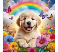 Jigsaw Puzzles 500 Pieces for Adults, puzzles for adults 500 Piece Beautiful Colourful Artwork, Challenging Puzzle Game for Family, Theme:Rainbow Flower Dog