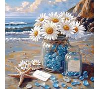 Jigsaw Puzzles 500 Pieces for Adults, puzzles for adults 500 Piece Beautiful Colourful Artwork, Challenging Puzzle Game for Family, Theme:Coastal Daisy Starfish