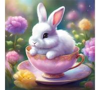 Jigsaw Puzzles 500 Pieces for Adults, puzzles for adults 500 Piece Beautiful Colourful Artwork, Challenging Puzzle Game for Family, Theme:Cup Flower Rabbit
