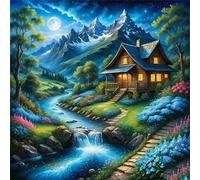 Jigsaw Puzzles 500 Pieces for Adults, puzzles for adults 500 Piece Beautiful Colourful Artwork, Challenging Puzzle Game for Family, Theme:Moonlit House Flowers