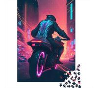 Jigsaw Puzzles 500 Pieces for Adults Riding A Motorcycle Puzzle for Adults Woodenboard Puzzles Family Decoration 500pcs (52x38cm)