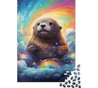 Jigsaw Puzzles 500 Pieces for Adults Starry Sky Otter Puzzle for Adults Woodenboard Puzzles Family Decoration 500pcs (52x38cm)
