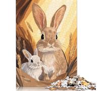 Jigsaw Puzzles 500 Pieces for Adults Two Bunnies in A Meadow Puzzle for Adults Woodenboard Puzzles Family Fun Jigsaws Puzzles 500pcs (52x38cm)