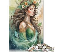 Jigsaw Puzzles 500 Pieces for Adults Watercolor Forest Nymph Puzzle for Adults Woodenboard Puzzles Family Fun Jigsaws Puzzles 500pcs (52x38cm)
