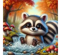 Jigsaw Puzzles 500 Pieces, Jigsaws Mushroom Raccoon 500 Piece jigsaw puzzles for Adults, Challenge High Difficulty Family Puzzle Game 45x45cm/18x18inch