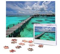 Jigsaw Puzzles 500 Pieces Maldives Scenery Puzzles Personalized Picture Puzzle for Adults Photo Puzzles Wooden Puzzles Gift Classic Jigsaw Puzzle for Family Wedding Birthday Valentine's Day