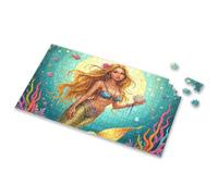 Jigsaw Puzzles 500 Pieces Mermaid With Long Blonde Hair Holding Seashells Underwater. Picture Puzzle Jigsaw Puzzles 1000 Pieces Puzzles For Adults 1000(300PCS)