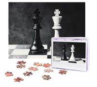 Jigsaw Puzzles 500 Pieces Personalized Wooden Puzzle from Photos black and white chess Puzzles for Adults from Photos Picture Puzzle for Family Wedding Christmas Birthday Gifts